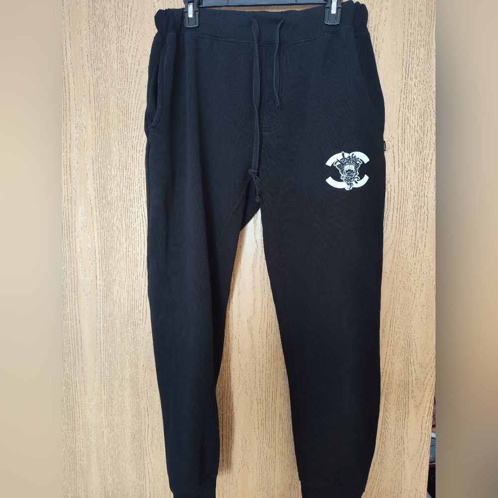 Crooks & Castles Black and White Joggers with Tapered Leg